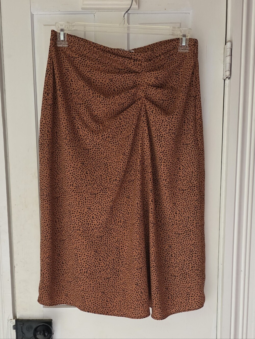 Nine West Rust Brown Printed Midi Skirt with Black Speckle
